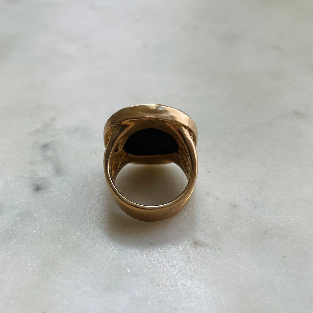 MIMOSA Handcrafted Bronze Mother Tree Ring With Onyx