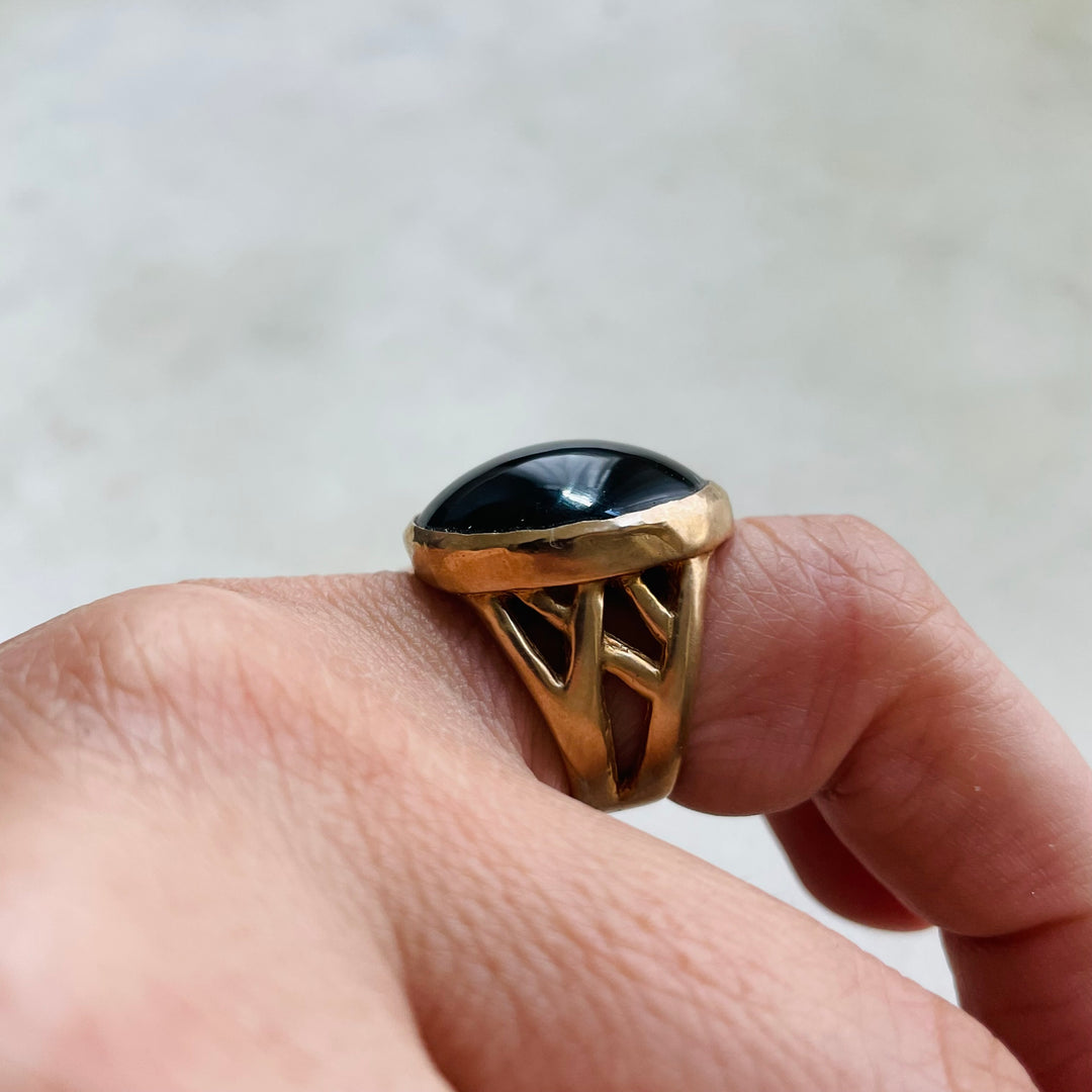 MIMOSA Handcrafted Bronze Mother Tree Ring With Onyx