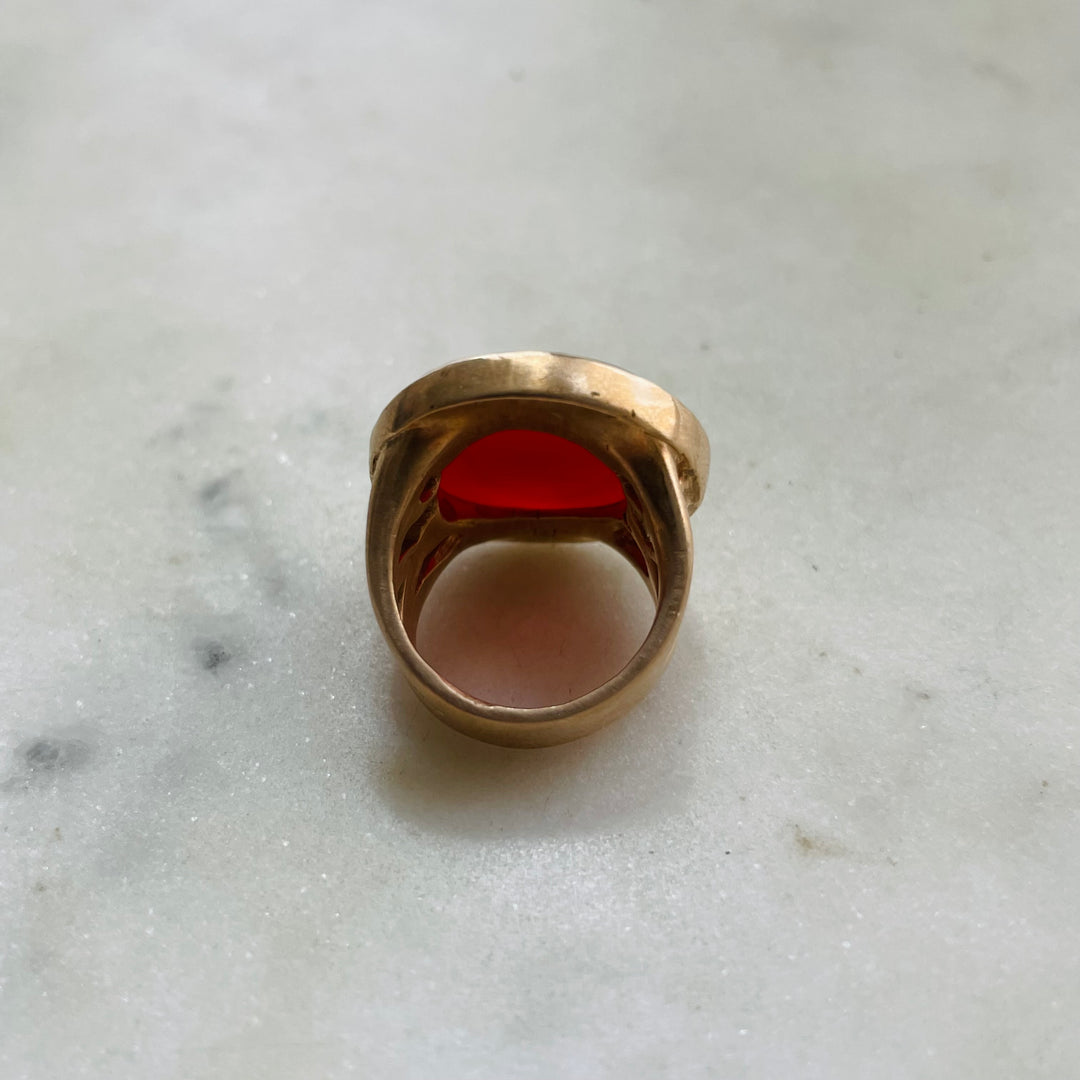 MIMOSA Handcrafted Bronze Mother Tree Ring With Carnelian