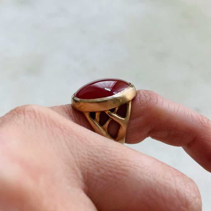 MIMOSA Handcrafted Bronze Mother Tree Ring With Carnelian
