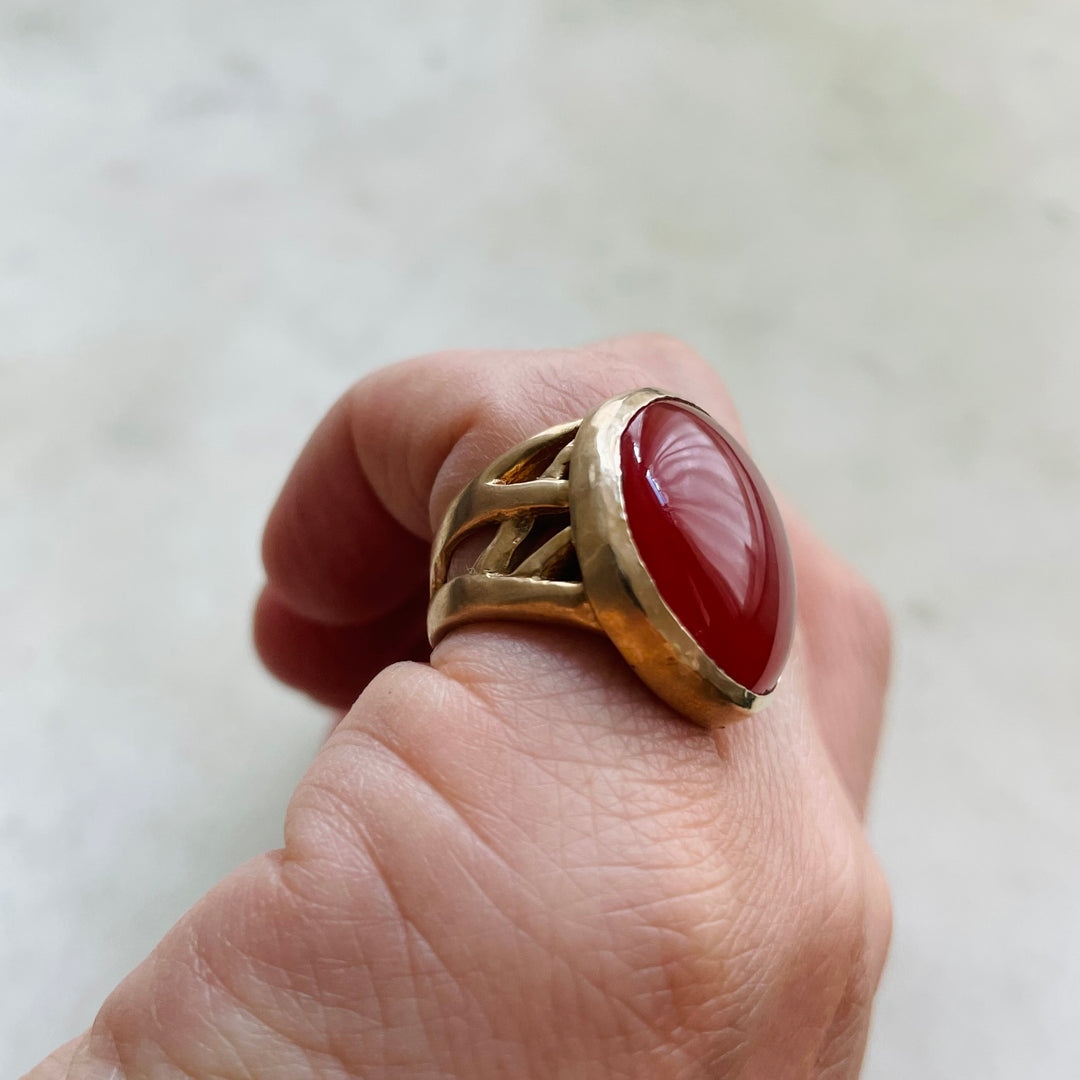 MIMOSA Handcrafted Bronze Mother Tree Ring With Carnelian