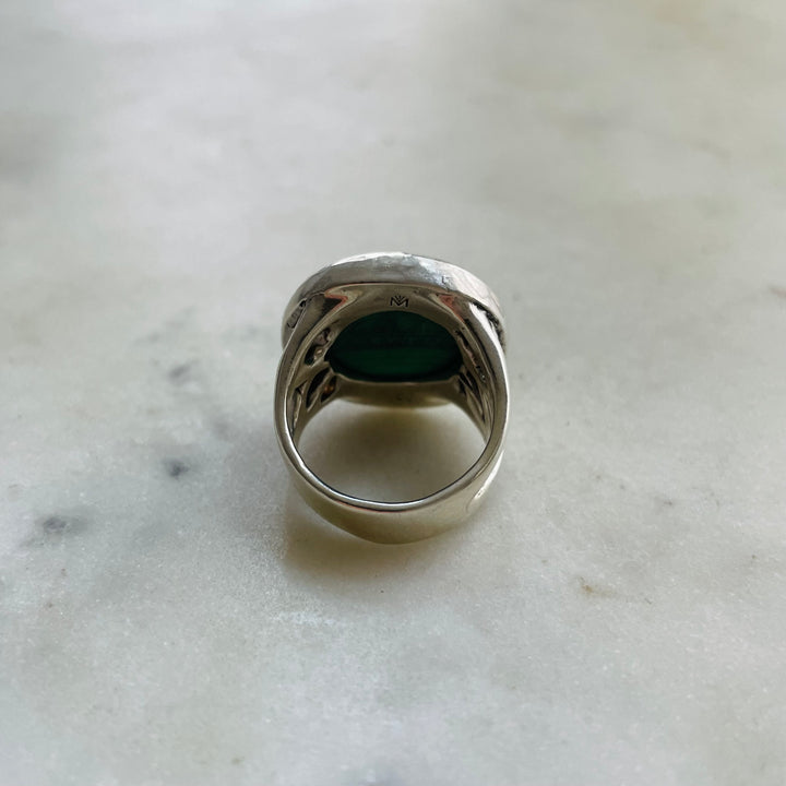 MIMOSA Handcrafted Silver Mother Tree Ring With Malachite