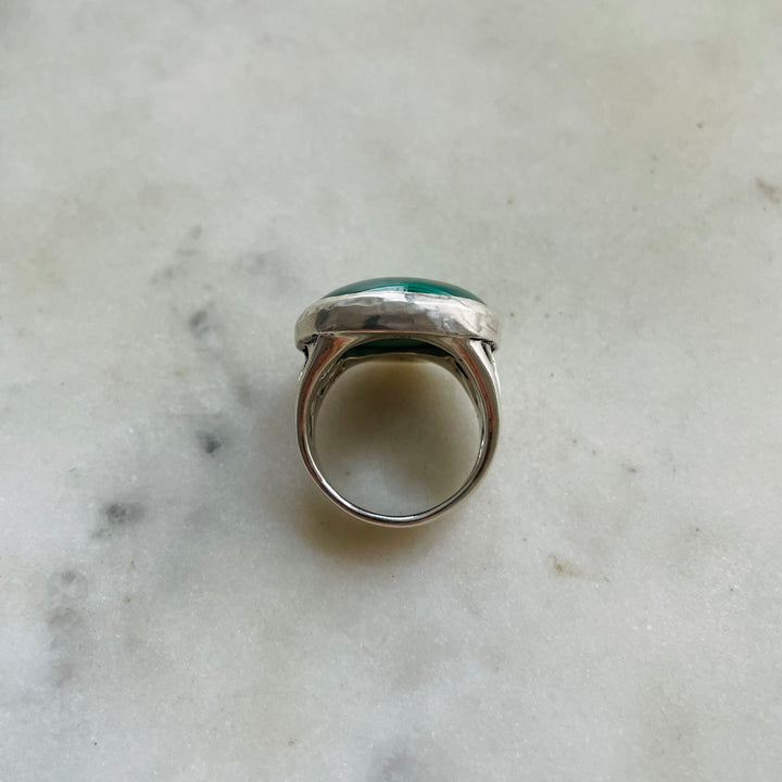 MIMOSA Handcrafted Silver Mother Tree Ring With Malachite