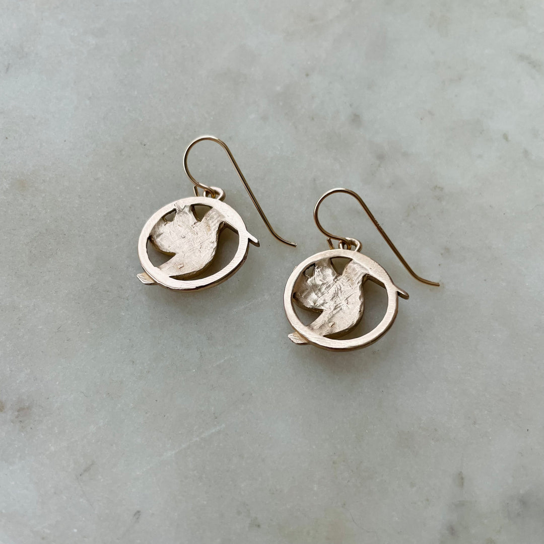 Back Of Bronze Hummingbird Earrings