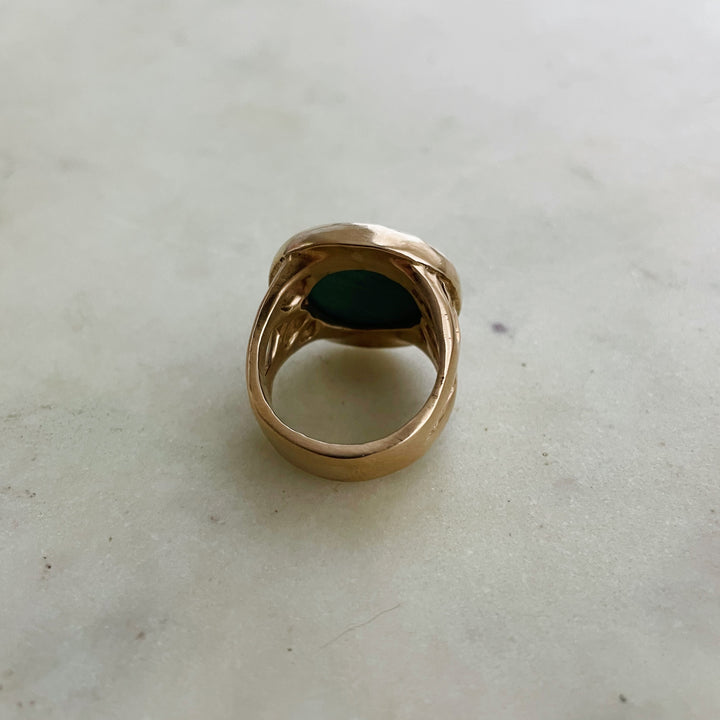MIMOSA Handcrafted Bronze Mother Tree Ring With Malachite