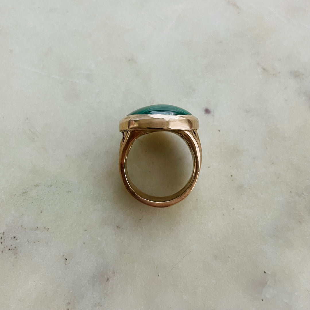 MIMOSA Handcrafted Bronze Mother Tree Ring With Malachite