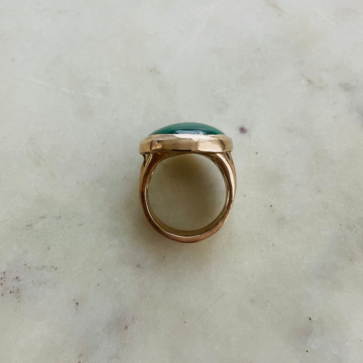 MIMOSA Handcrafted Bronze Mother Tree Ring With Malachite