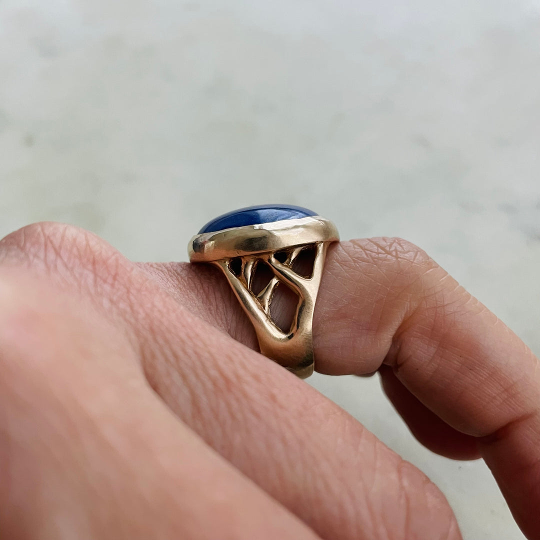 MIMOSA Handcrafted Bronze Mother Tree Ring With Lapis