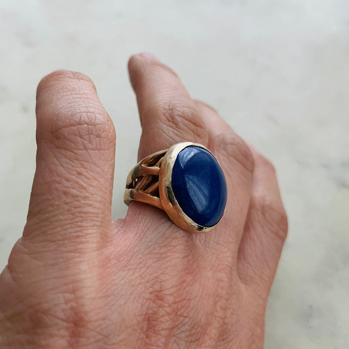 MIMOSA Handcrafted Bronze Mother Tree Ring With Lapis