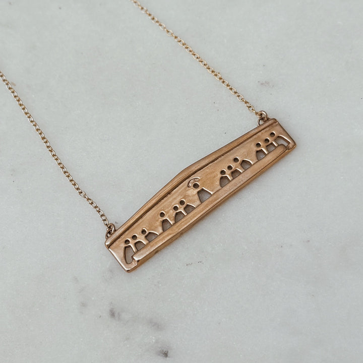 MIMOSA Handcrafted Bronze Last Supper Bar Necklace