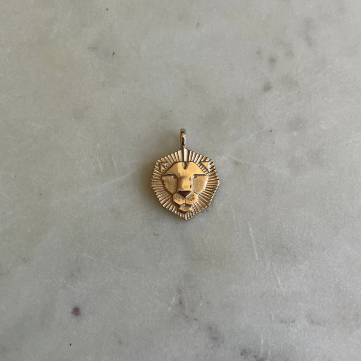Small Gold Lion Pendant | MIMOSA Handcrafted