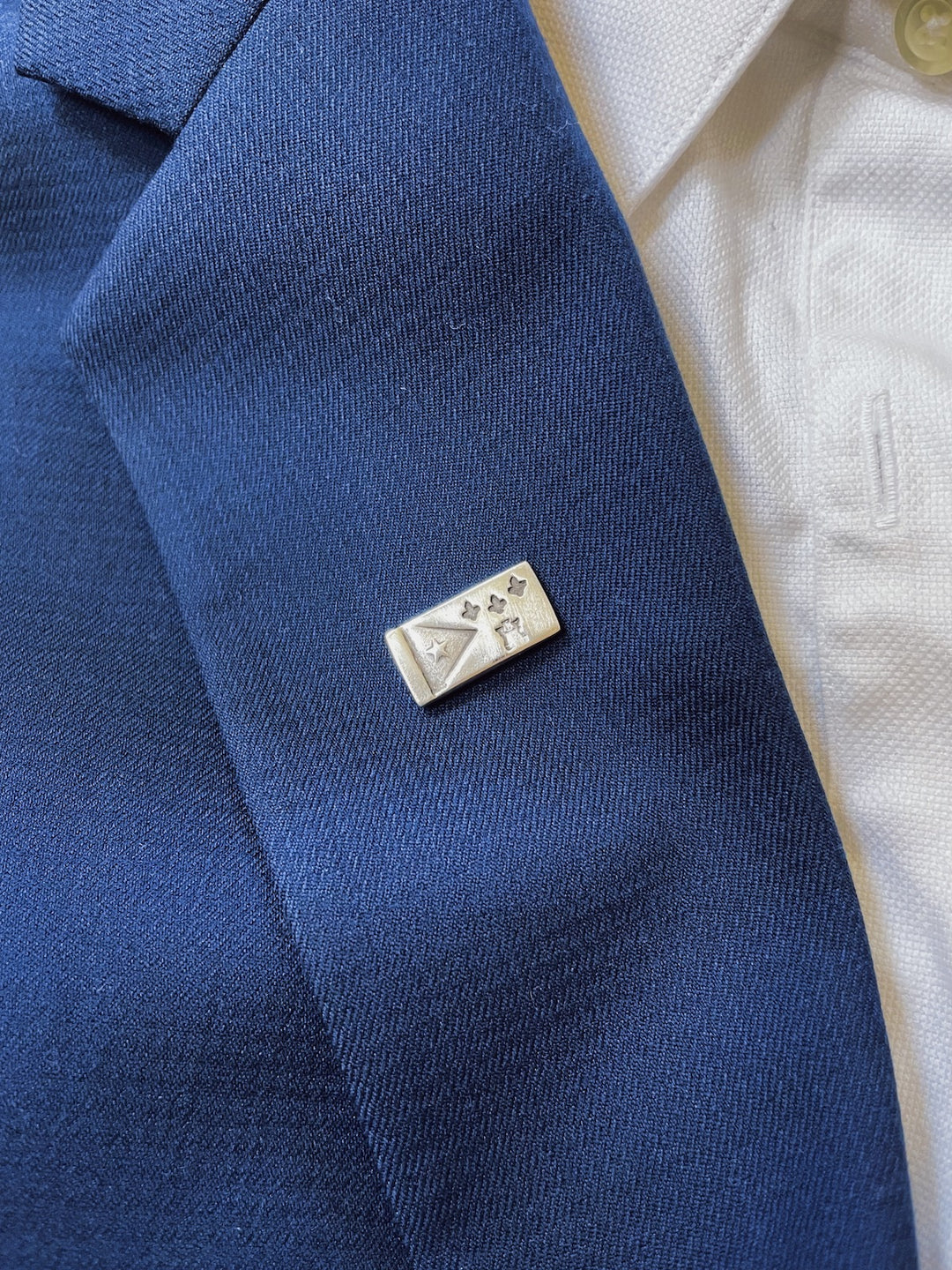 MIMOSA Handcrafted Acadian Flag Lapel Pin in Sterling Silver