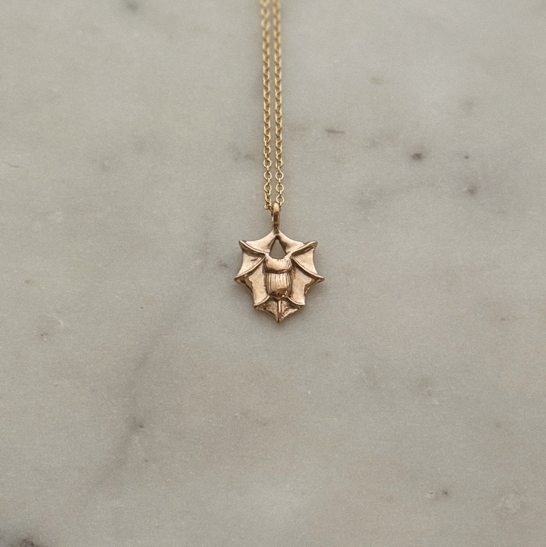 Bat necklace in bronze