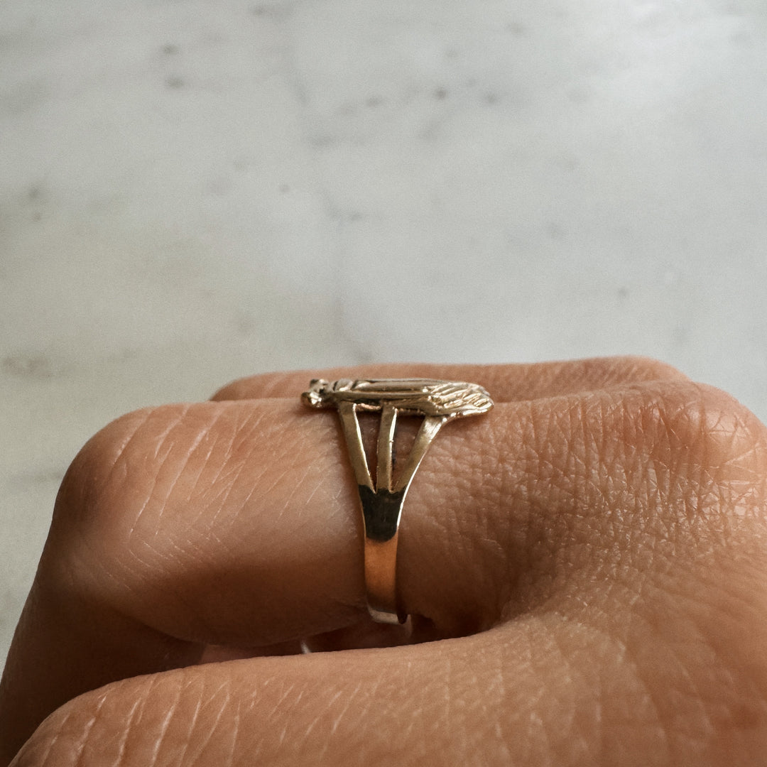 Person Wears the MIMOSA Handcrafted Ring in Bronze