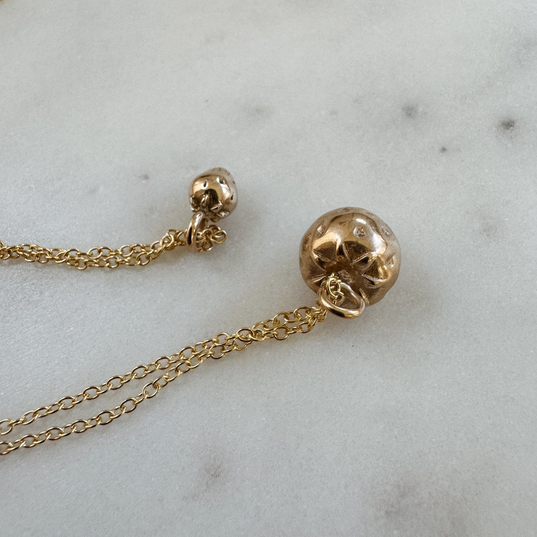 MIMOSA Handcrafted Large and Small Strawberry Pendants in Bronze