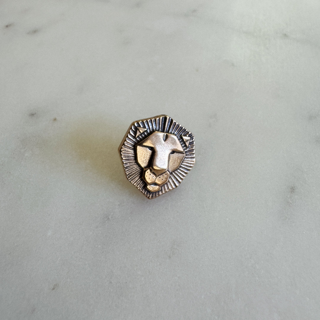 MIMOSA Handcrafted Lion Pin in Bronze
