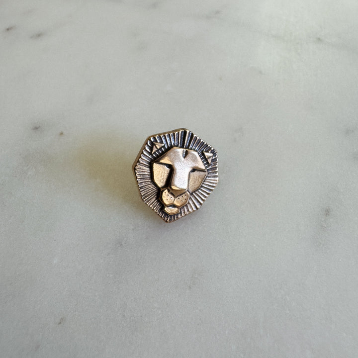 MIMOSA Handcrafted Lion Pin in Bronze