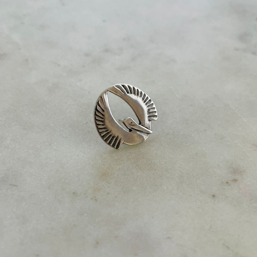 MIMOSA Handcrafted Pelican Pin in Sterling Silver