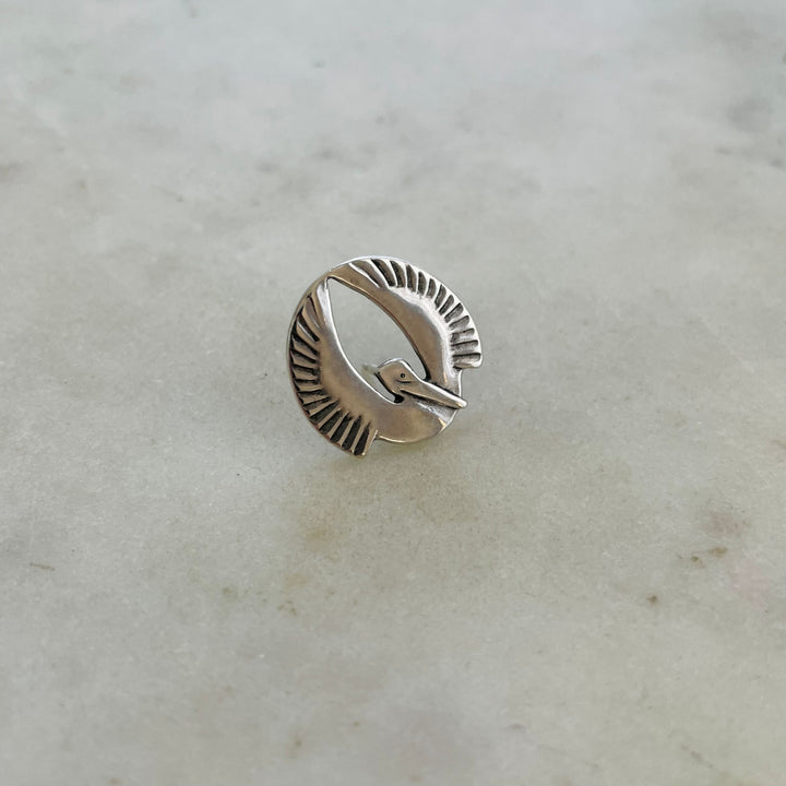 MIMOSA Handcrafted Pelican Pin in Sterling Silver