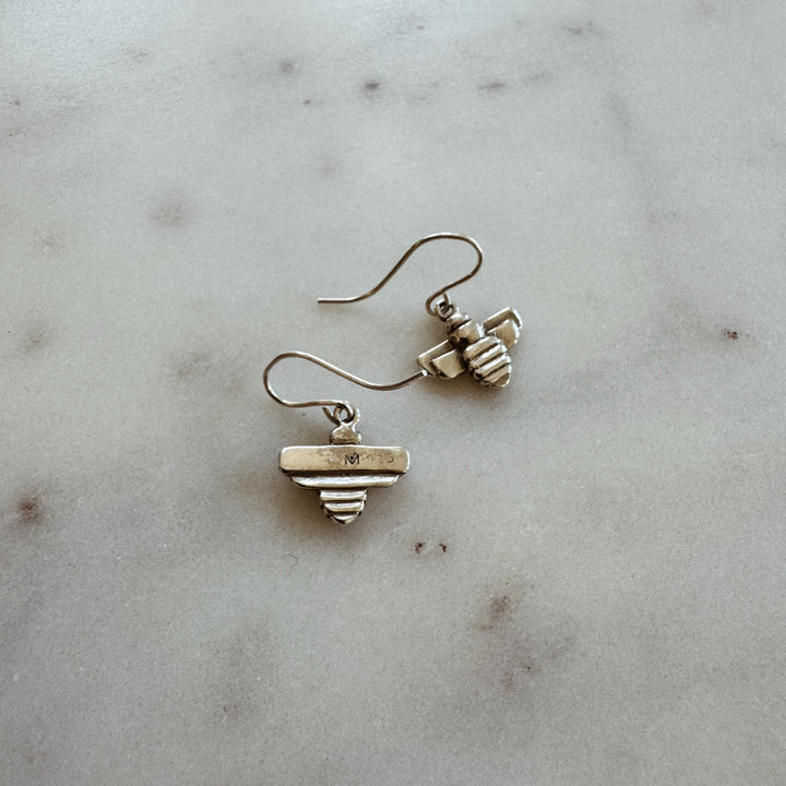 MIMOSA Handcrafted Small Sterling Silver Bee Earrings