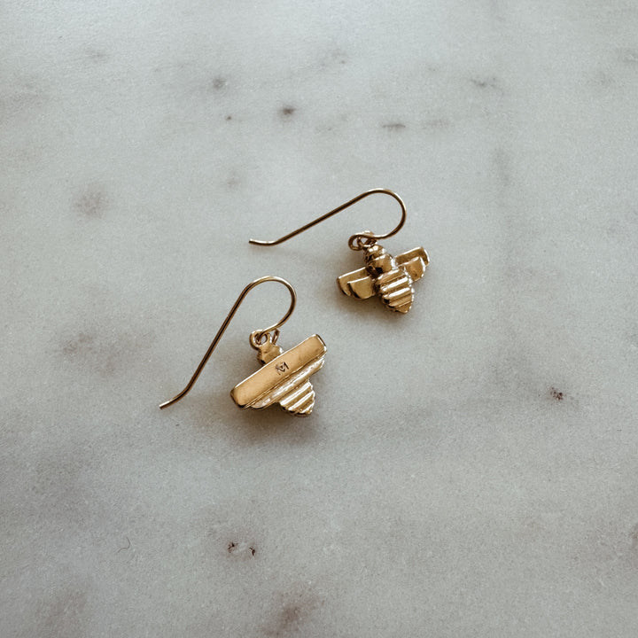 MIMOSA Handcrafted Small Bronze Bee Earrings