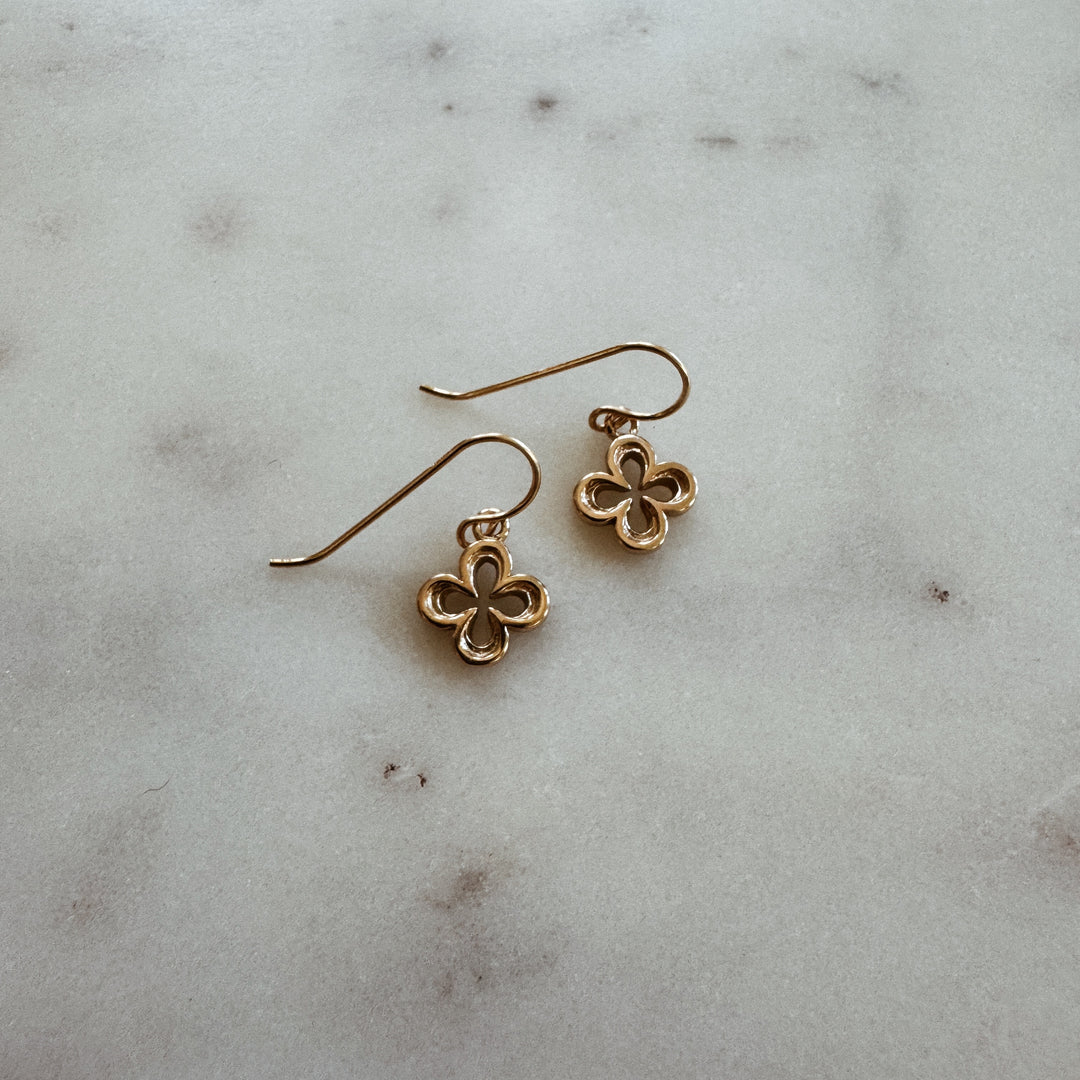 MIMOSA Handcrafted Small Bronze Quatrefoil Earrings