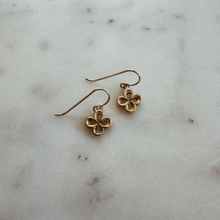 MIMOSA Handcrafted Small Bronze Quatrefoil Earrings