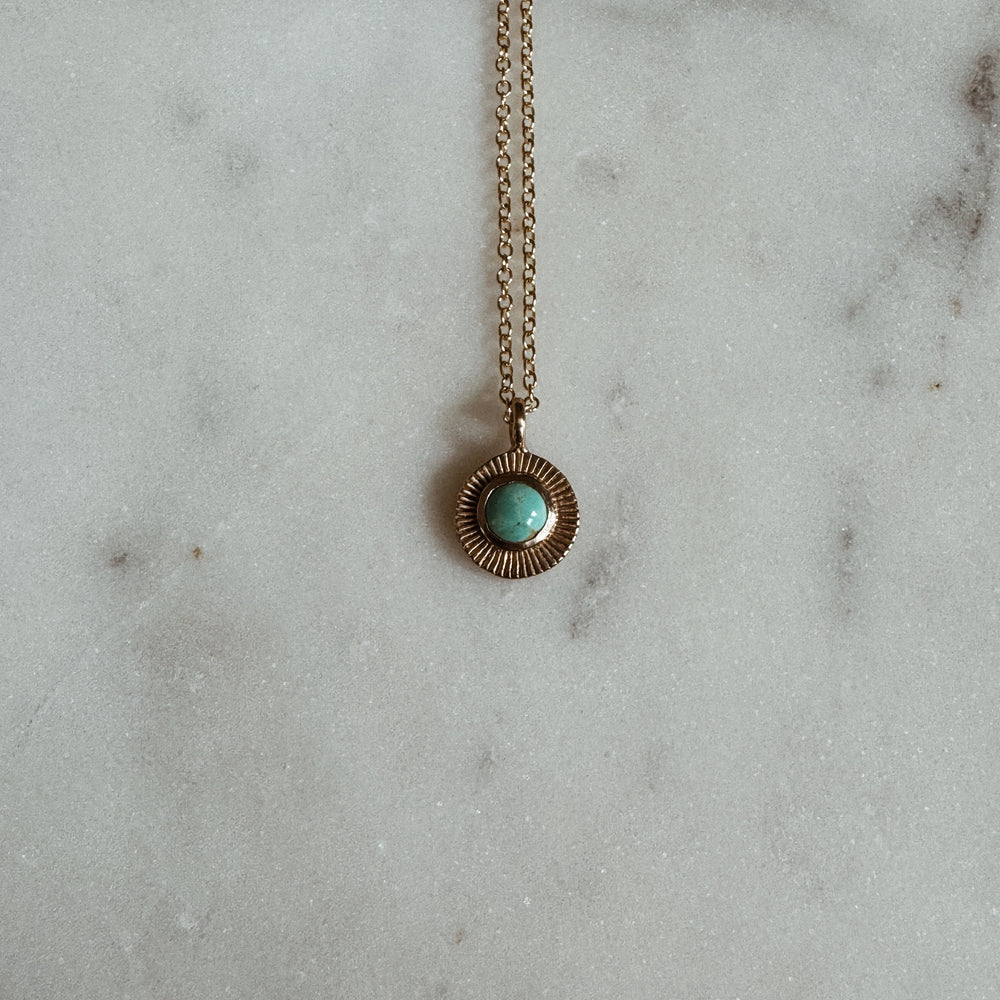 MIMOSA Handcrafted Bronze Sunburst Necklace with Turquoise