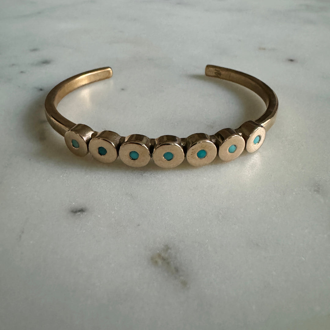 MIMOSA Handcrafted Minimal Circle Stone Cuff with Turquoise