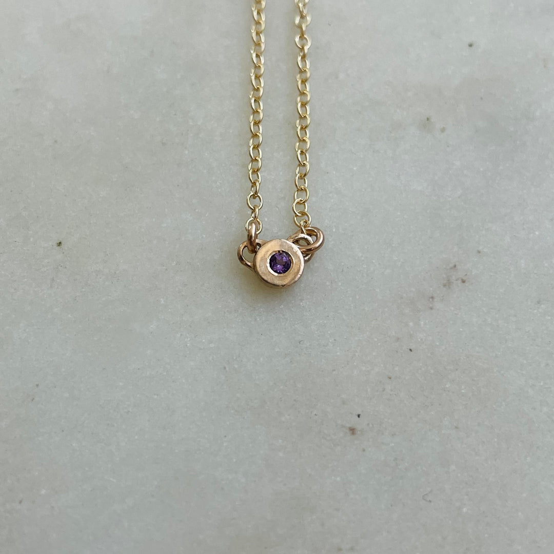Handmade Bronze Grace Pendant Necklace With Amethyst Birthstone
