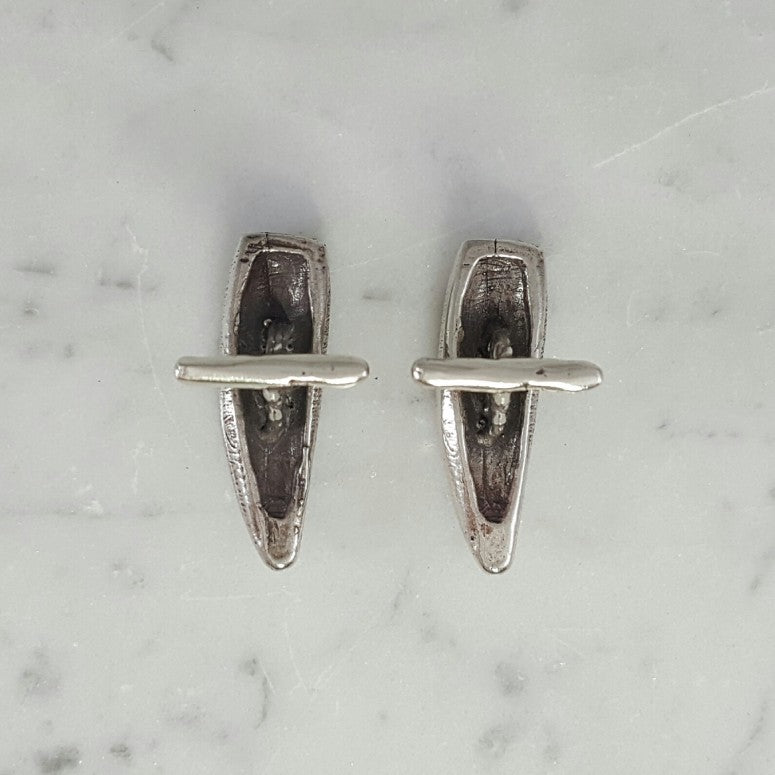 Bottom View of Handmade Sterling Silver Alligator Tooth Cufflinks