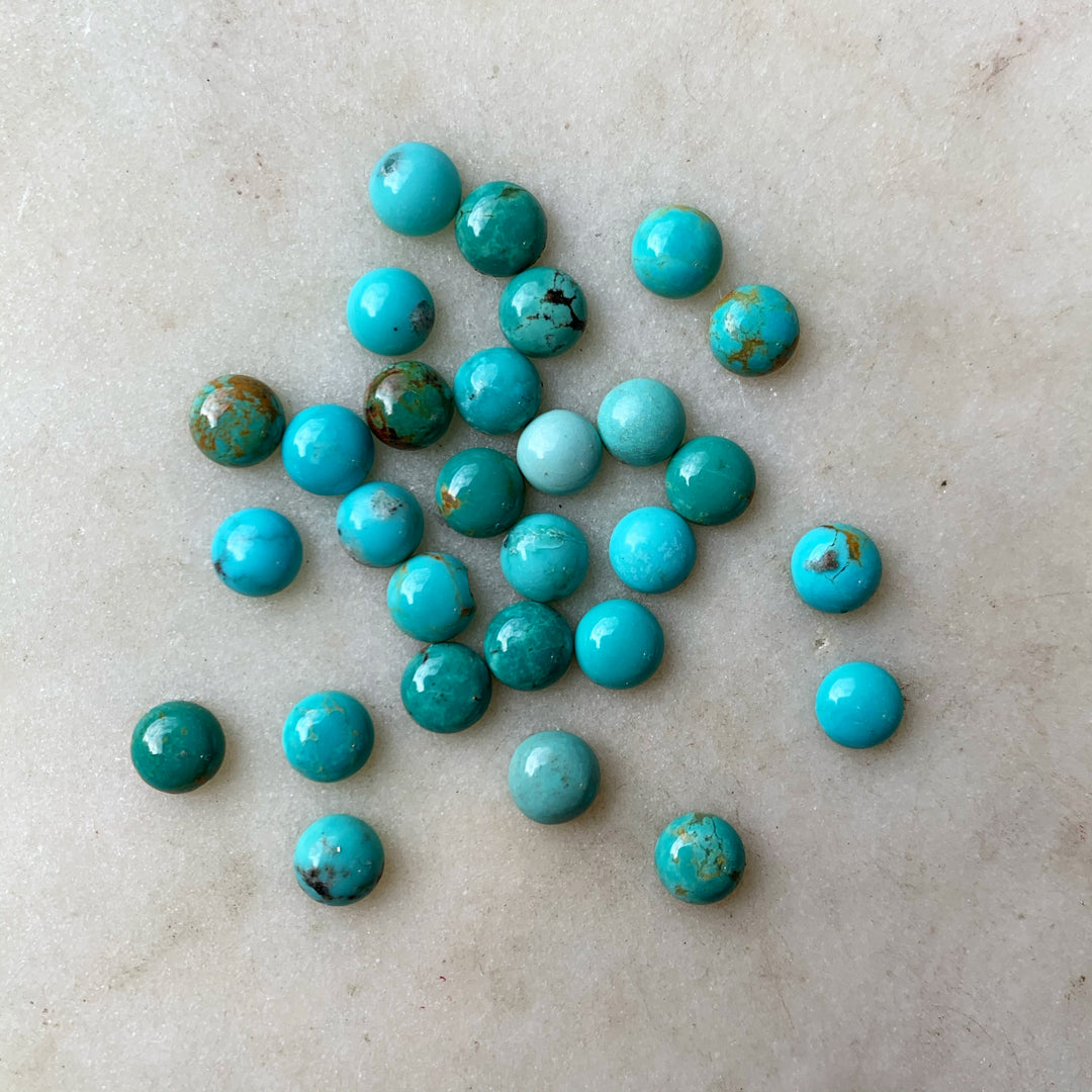 Different color turquoise stones grouped together to show different stone variations.