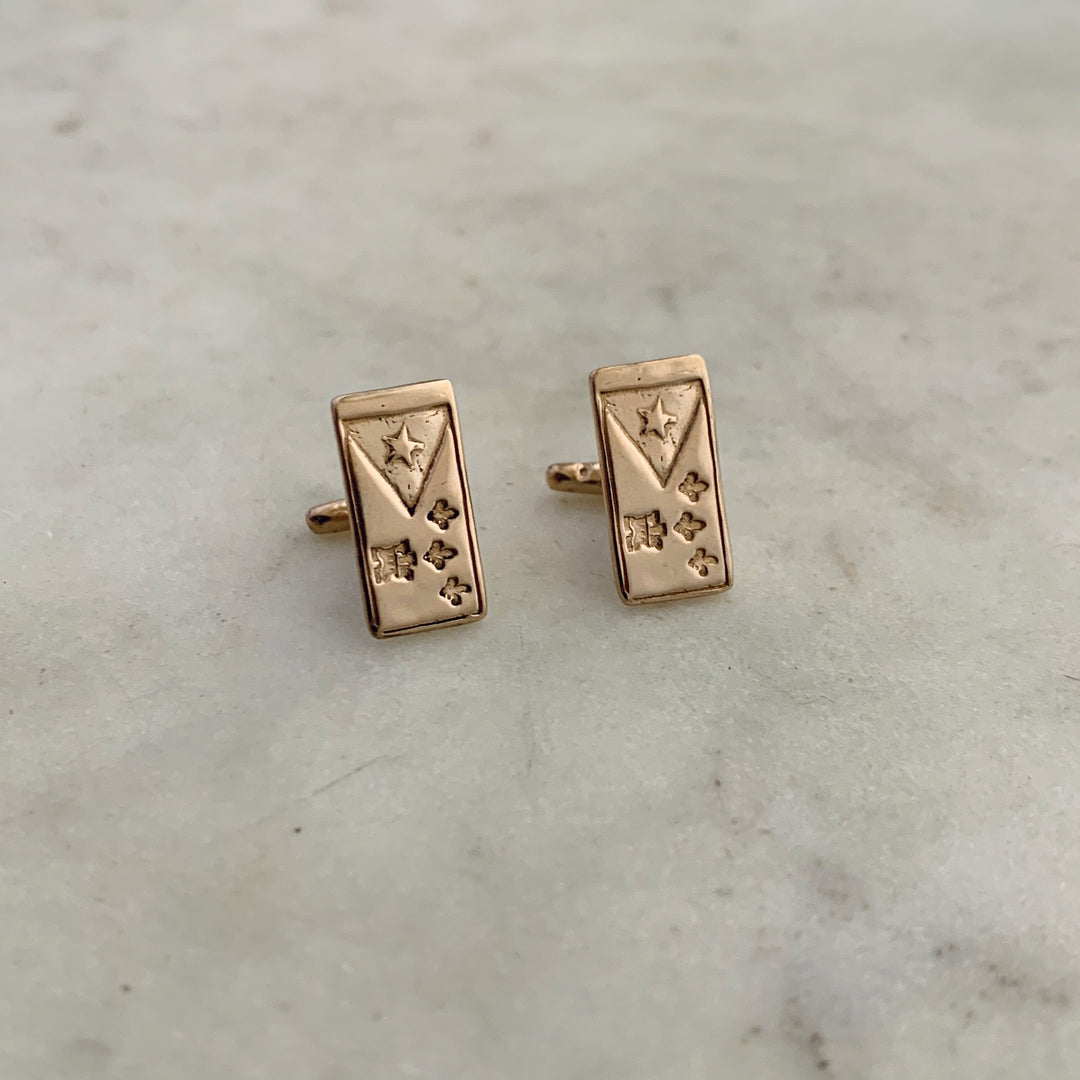 Bronze Handcrafted Acadian Flag Cufflink Jewelry