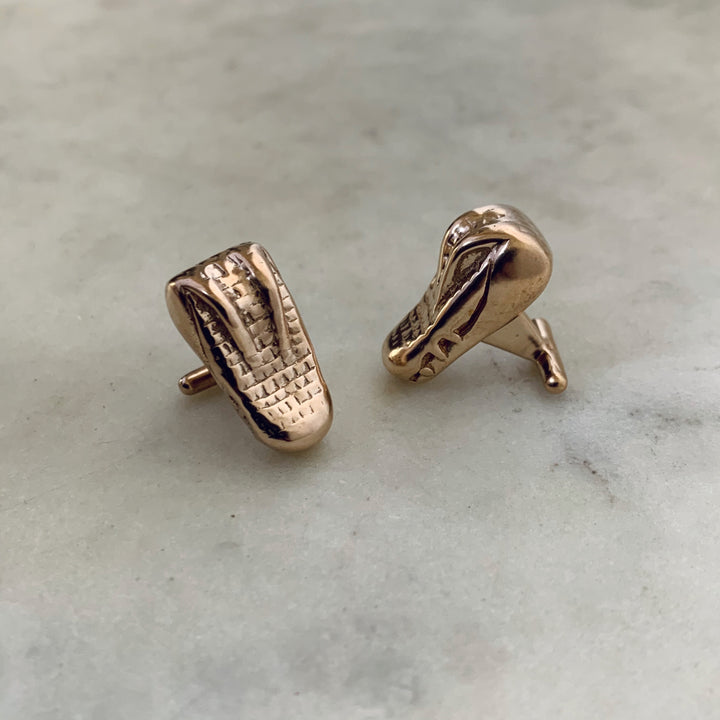 Handmade Bronze Alligator Head Cufflinks