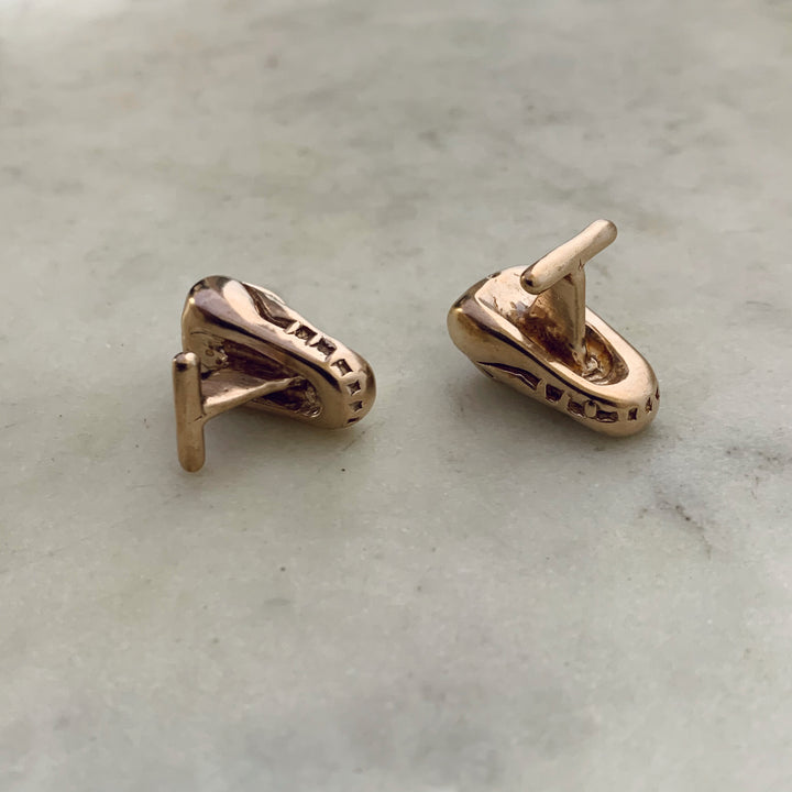 Handmade Bronze Alligator Head Cufflinks