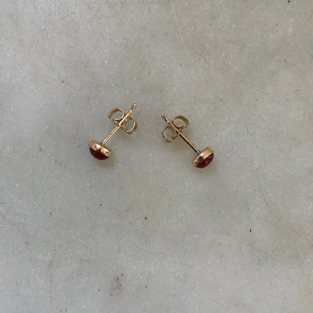 Gold Filled Carnelian Stud Earrings - MIMOSA Handcrafted Jewelry