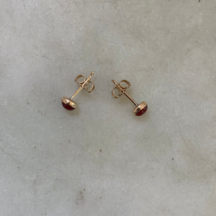 Gold Filled Carnelian Stud Earrings - MIMOSA Handcrafted Jewelry