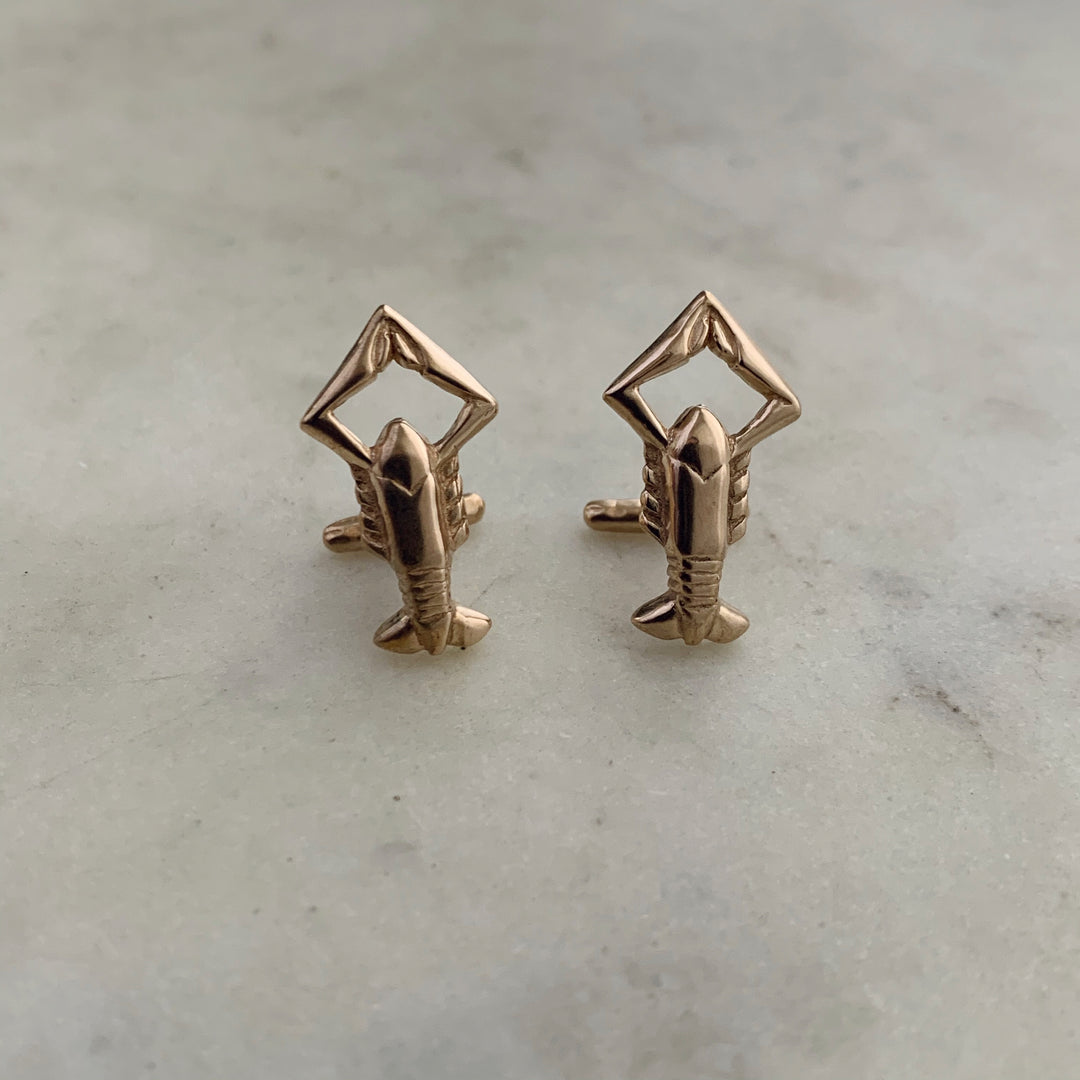 Handcrafted Bronze Crawfish Cufflink Jewelry