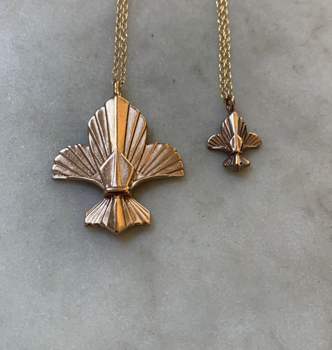 Handmade Large and Small Bronze Fleur de Lis Pendants