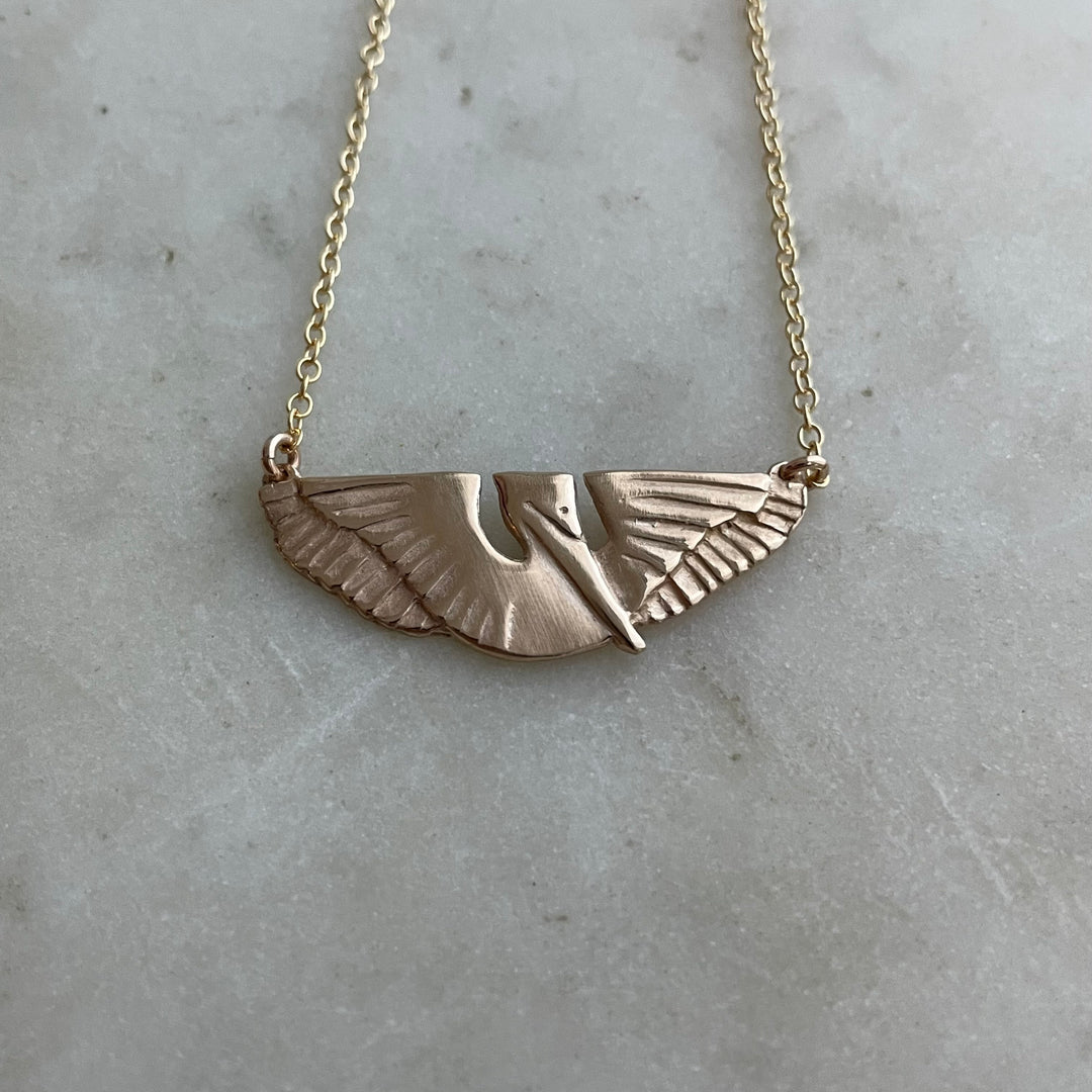 14K GOLD PELICAN BAR NECKLACE — SMALL