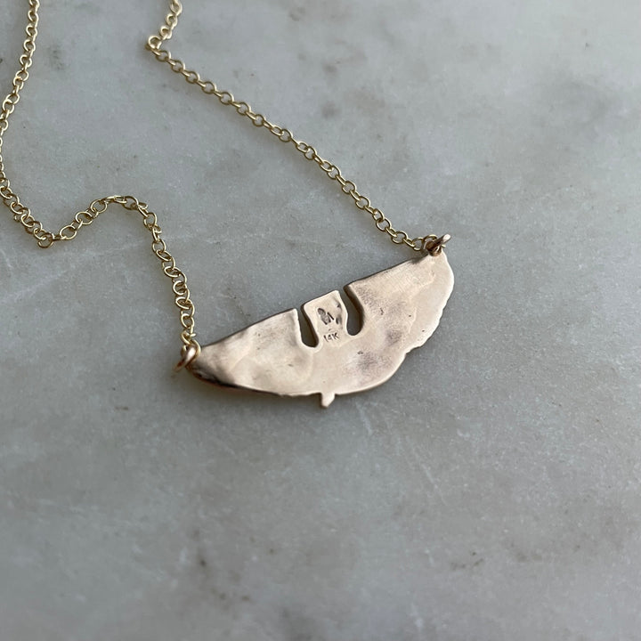 14K GOLD PELICAN BAR NECKLACE — SMALL