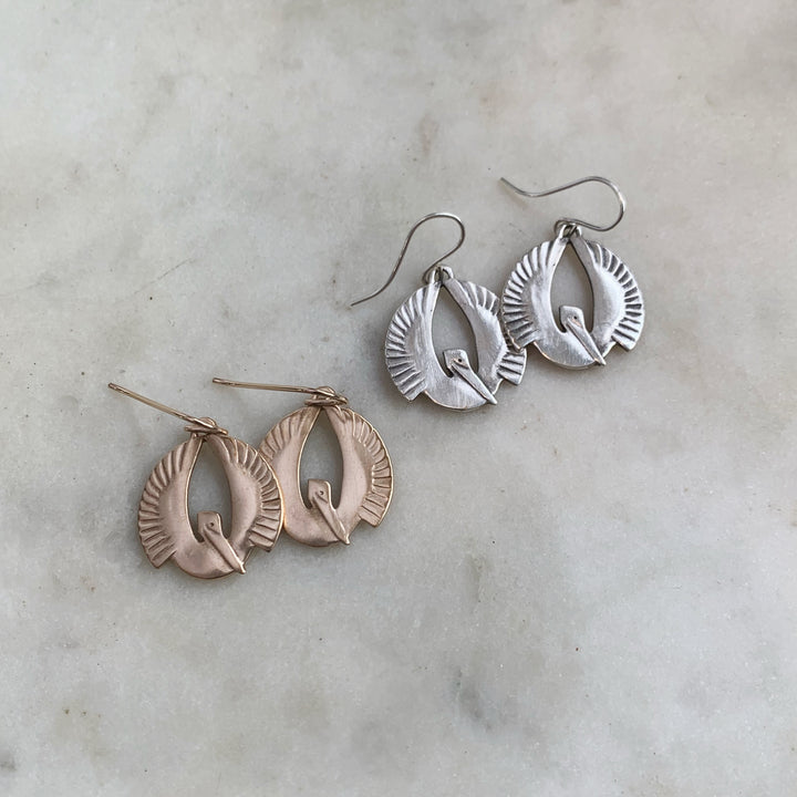 PELICAN EARRINGS - SMALL - MIMOSA Handcrafted Jewelry