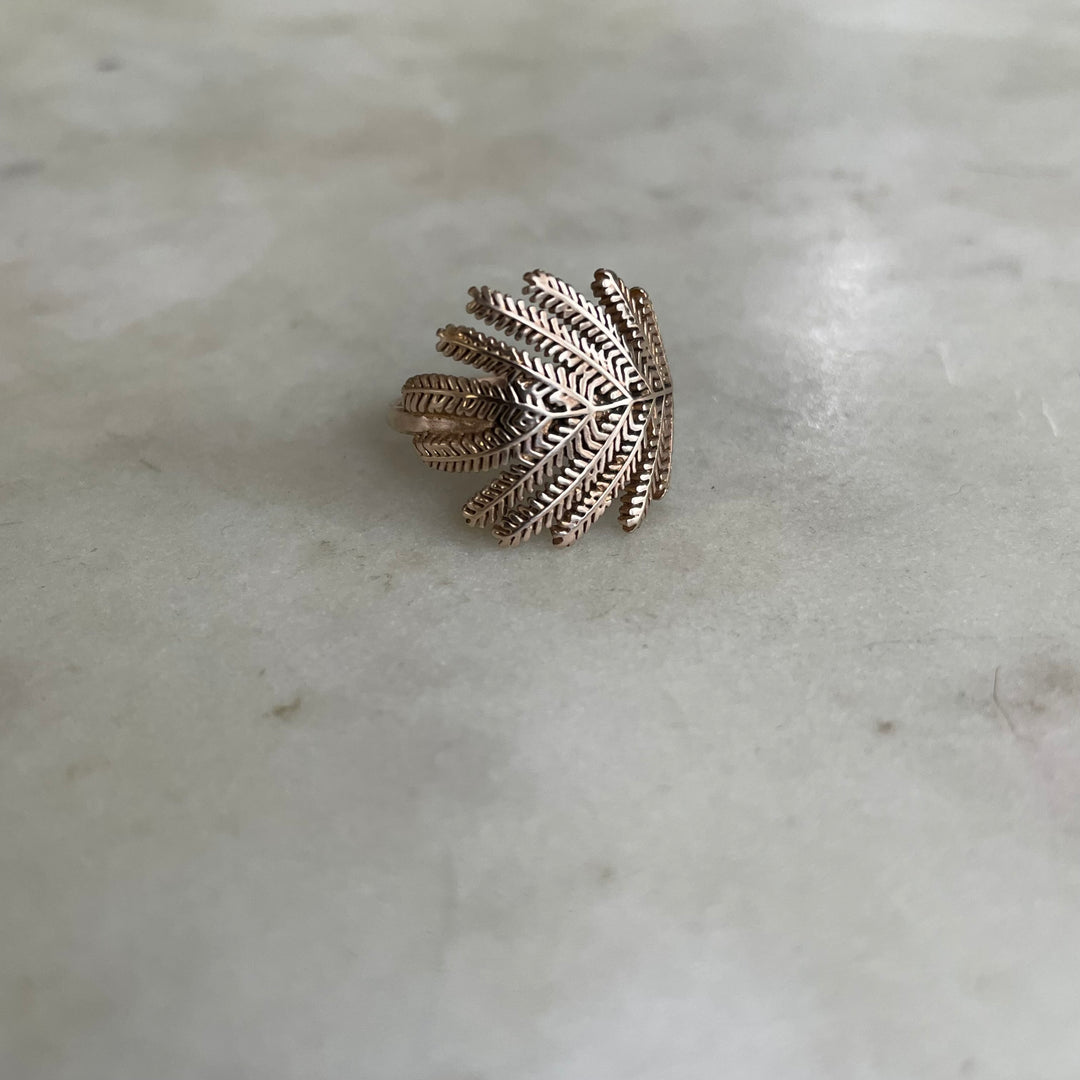 Handmade Bronze Mimosa Leaf Ring