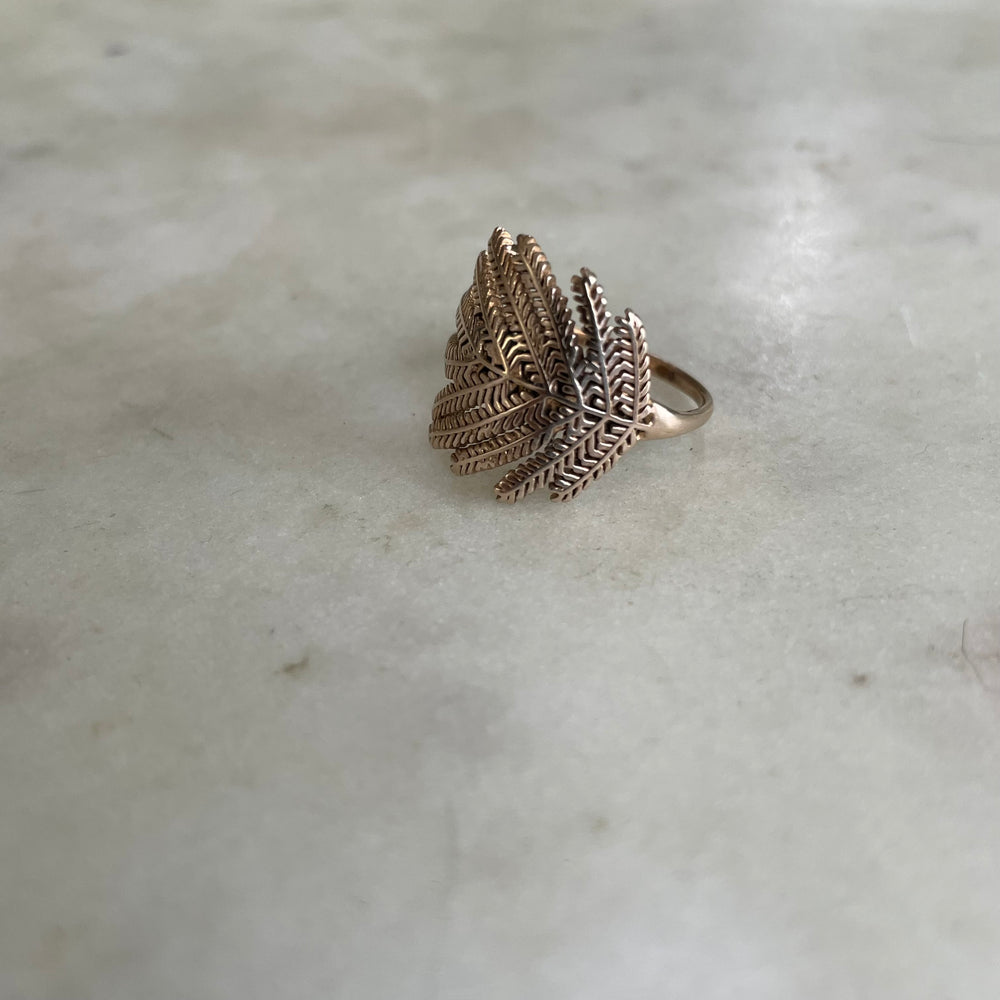 Handmade Bronze Mimosa Leaf Ring