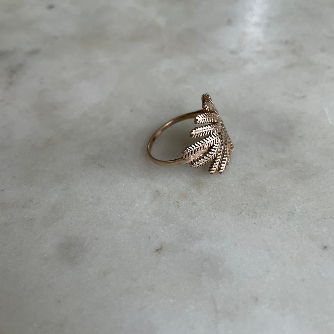 Handmade Bronze Mimosa Leaf Ring