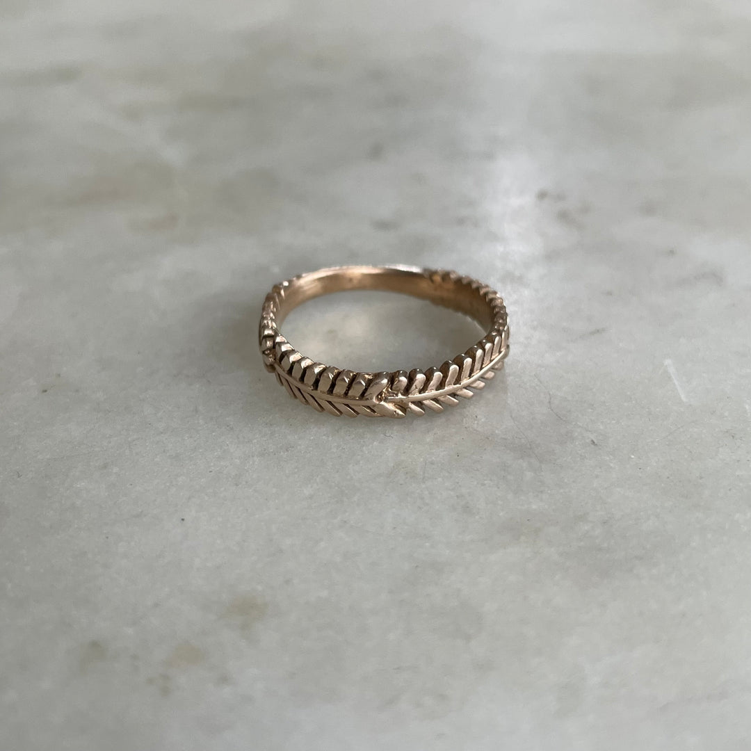 Handmade Bronze Mimosa Sprig Ring