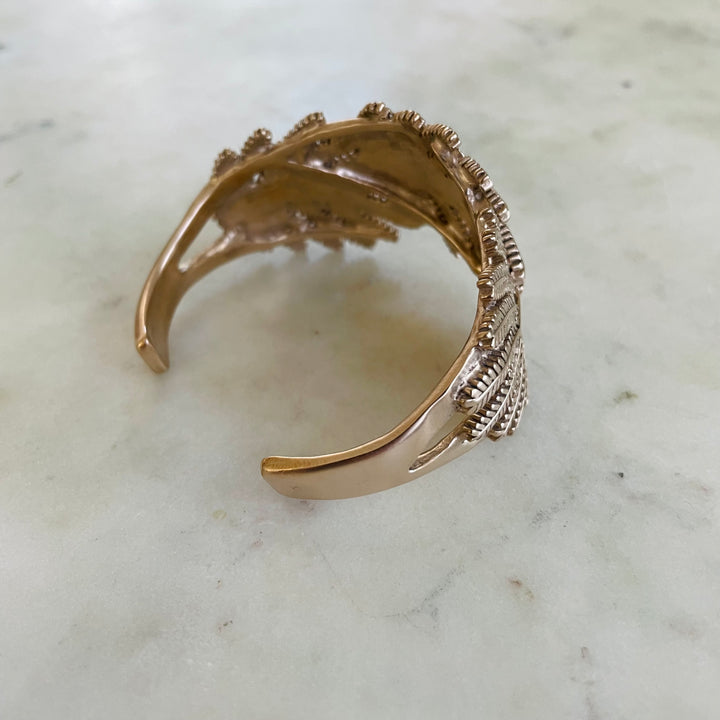 Handmade Bronze Mimosa Leaf Cuff Bracelet