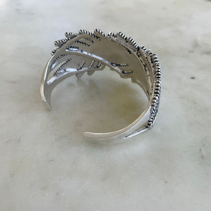 Handmade Silver Mimosa Leaf Cuff Bracelet