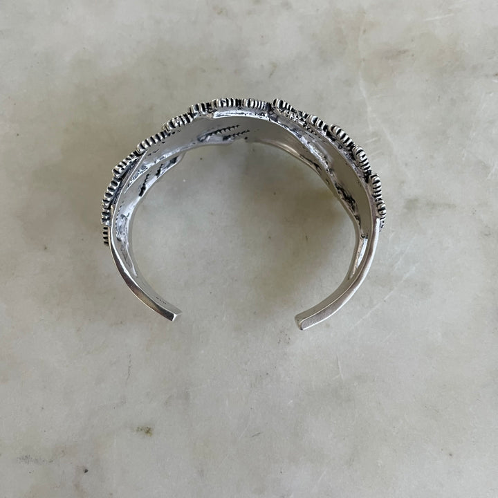 Handmade Silver Mimosa Leaf Cuff Bracelet