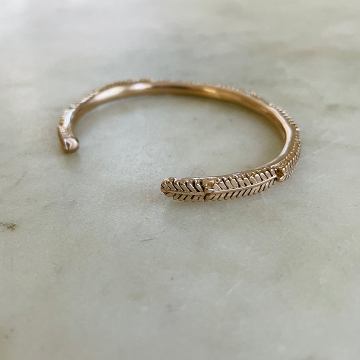 Handmade Bronze Mimosa Sprig Cuff Bracelet